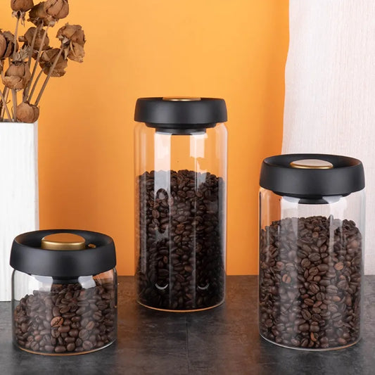Vakuumversiegelte Kanne aus Glas - Frische Aufbewahrung für Kaffeebohnen und Lebensmittel